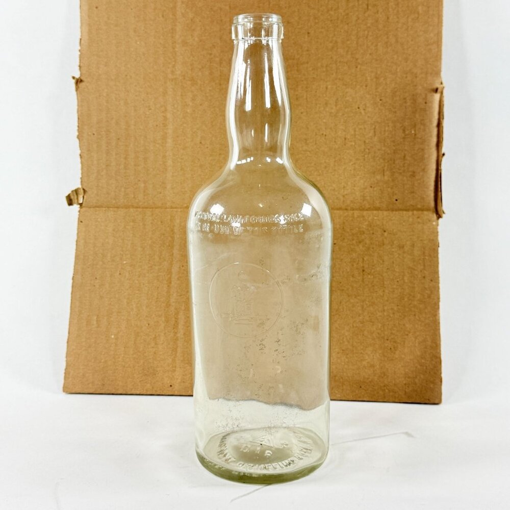 Vintage Clear Glass Empty Gin Bottle W/Embossed Seal Continental Distilling